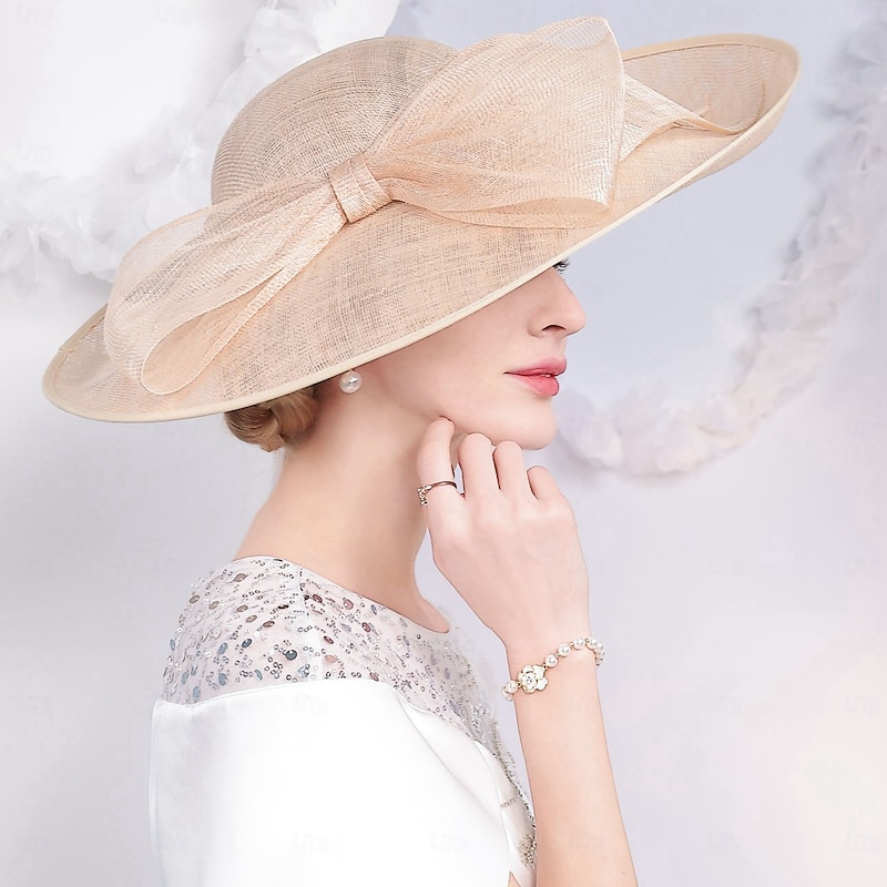 Hats Flax Bowler / Cloche Hat Sun Hat Sinamay Hat Wedding Tea Party Elegant Wedding With Bowknot Headpiece Headwear4