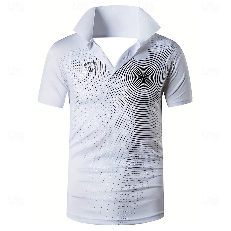 Men's Geometric Polo Short Sleeve Polo Shirts Collared Shirts Business Casual School Athleisure Daily Wear 3D Print Summer Black White Red2