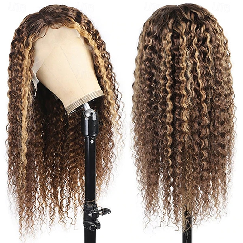 Deep Wave 14-26 inch Highlight 13x4 Lace Front Human Hair Wigs P4/27 Transparent Frontal Ombre Brazilian Wigs2