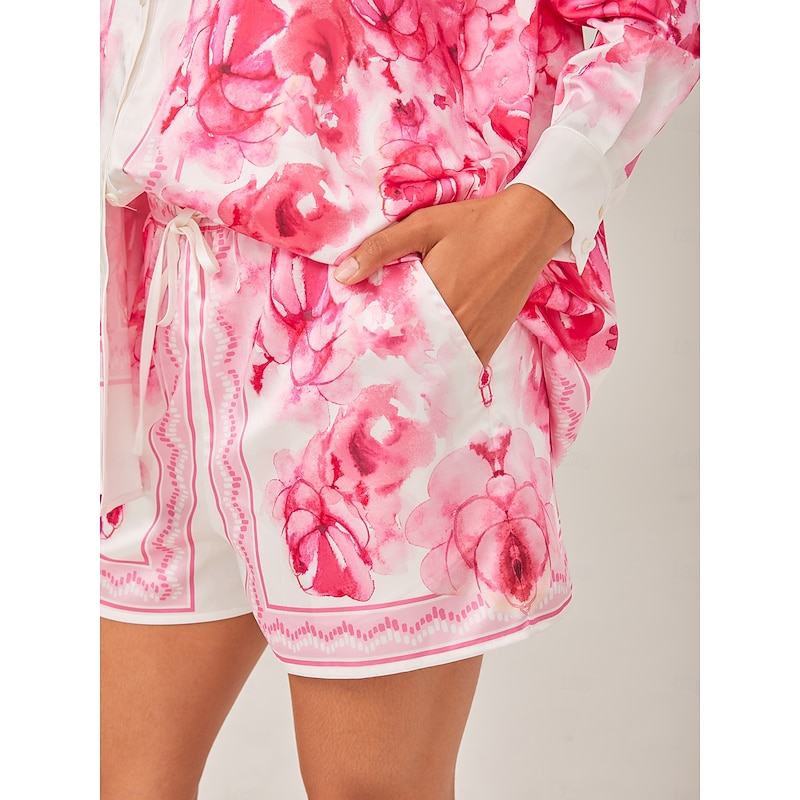 Floral Printed Adjustable Drawstring Casual Shorts3