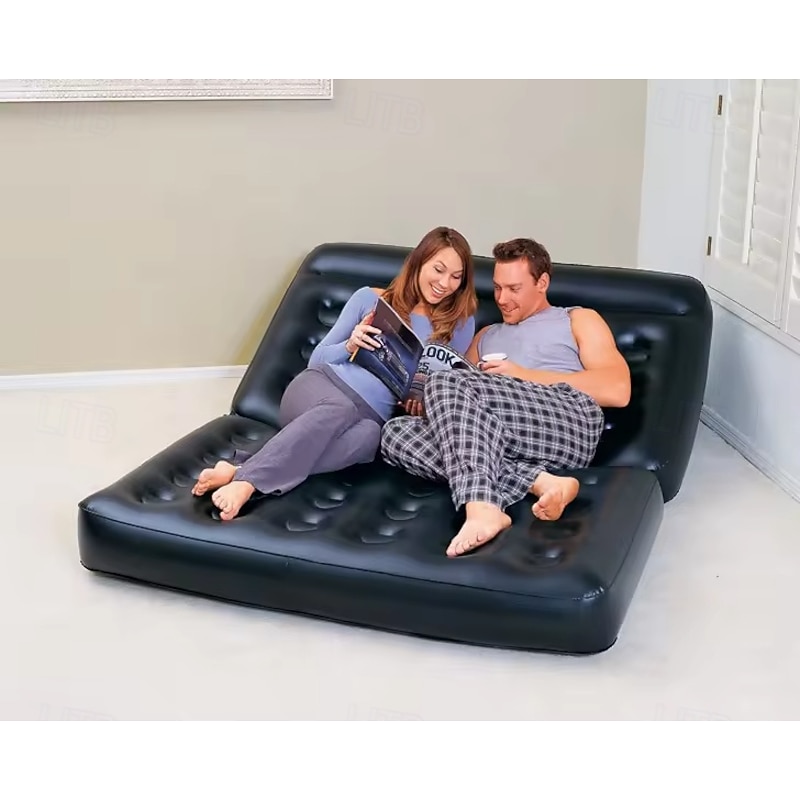 Inflatable Chair Air Couch with Air Pump Camping Air Mattress Blow Up Inflatable Sofa Bed with Backrest MultiMode Use Easy to Storage3