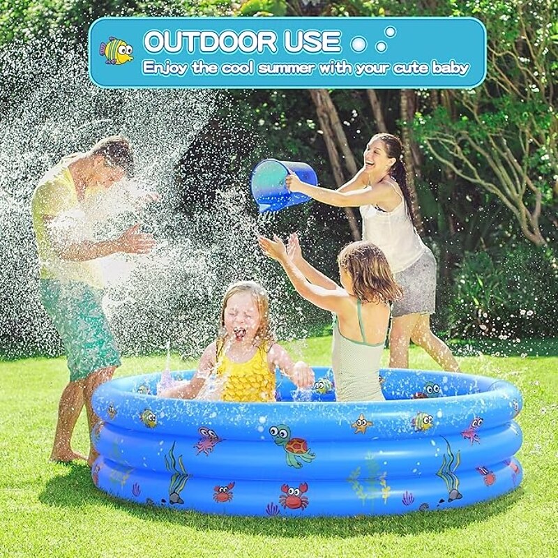 Garden Round Inflatable Baby Swimming Pool Portable Inflatable Child/Children Little Pump PoolKiddie Paddling Pool Indoor&Outdoor Toddler Water Game Play Center for Kids/Girl/Boy2