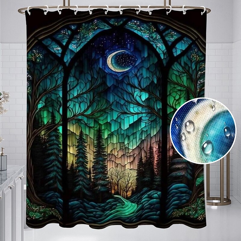 Shower Curtain with Hooks 180cm*180cm(70