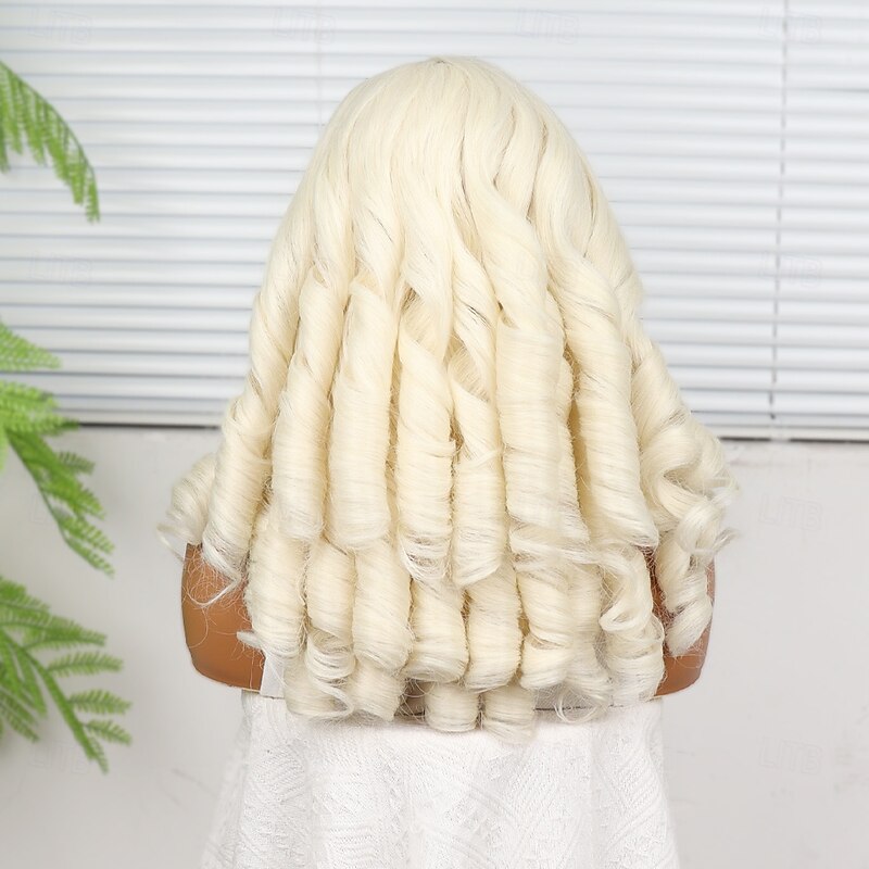 Synthetic Lace Wig Curly Style 18 inch Blonde Middle Part 13x4 Lace Front Wig Women's Wig Buff4