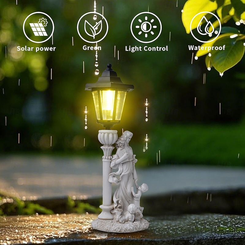 1 Pc LED Outdoor Landscape Lights Angel Hug Book Mother and Child Resin Pendant Lamp Courtyard Garden Lawn Path Park Landscape Lamp Decorative Lamp2
