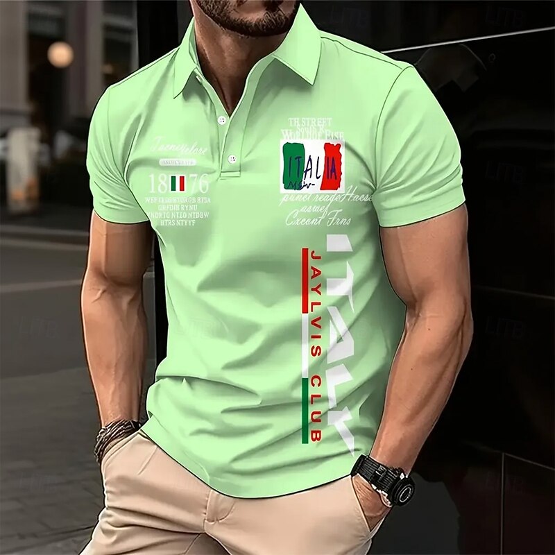Men's Graphic Polo Short Sleeve Polo Shirts Collared Shirts Casual Outdoor Athleisure Daily Wear 3D Print Summer Black Light Green Blue3
