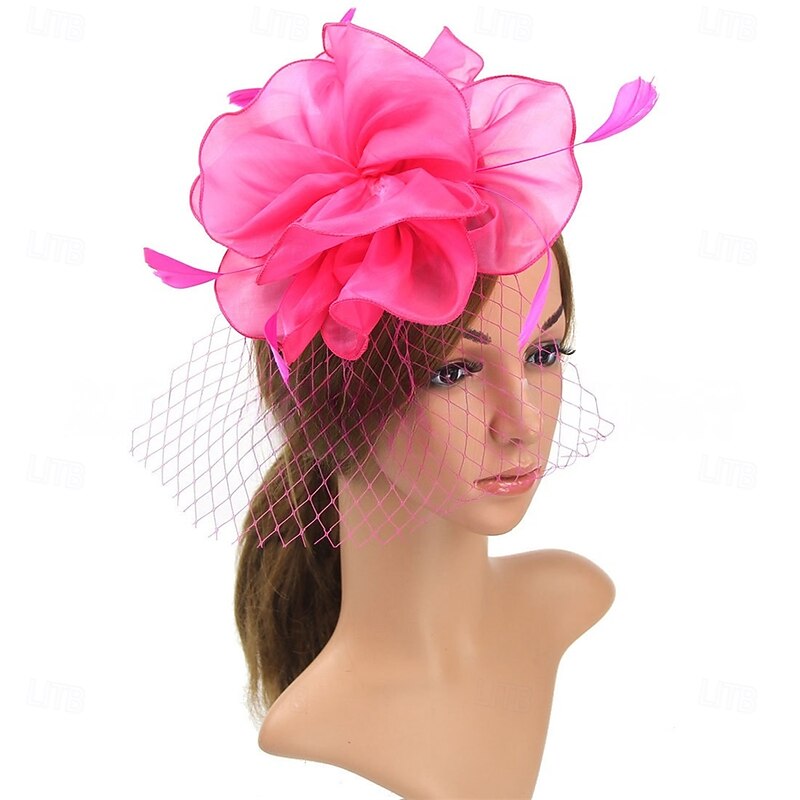 Headdress Fabric Feathers Fedora Hat Horse Race Vintage Cute With Feather Floral Headpiece Headwear