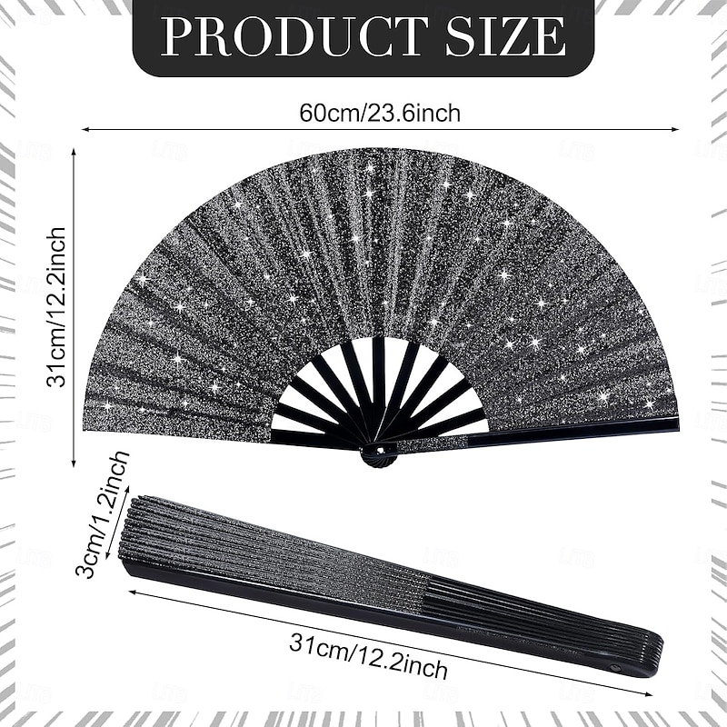 Boots on The Ground Fan Large Holographic Folding Hand Fan Line Dance Popping Fan, Clap Fans for Line Dancing Foldable Craft Holding Laser Colors Hand Fan2