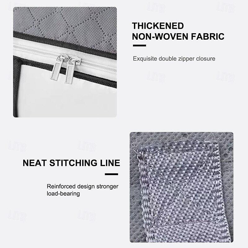 2-Pack Under-Bed Storage Heavy-Duty Storage Bags with Zipper Waterproof Moving & Travel Storage Organizers Foldable Reinforced Handles for Clothes, Bedding,Blankets Space-Saving,Vertical Style3