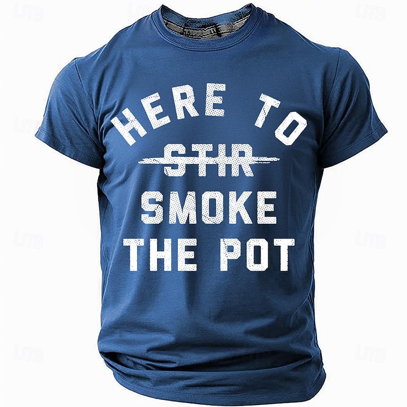 Men's Funny Cannabis T-Shirt - "Here to Smoke the Pot" Pun Graphic Tee, Short Sleeve3