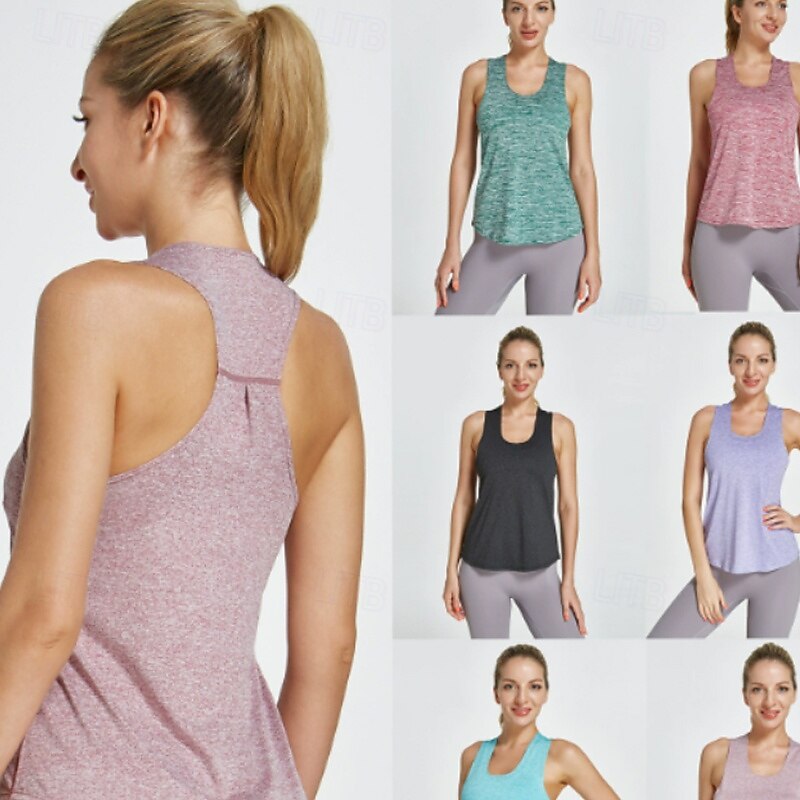 Women's Solid Colored Workout Tank Top Sport Shirt Sports Tank Top Tank Top Sleeveless Quick Dry Tennis Golf Pickleball U Neck Racerback Dark Grey Pink Burgundy Tennis Clothing