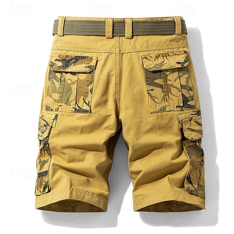 Men's Cargo Shorts Camo Shorts Shorts Summer Shorts Zipper Multi Pocket Flap Pocket Plain Camo / Camouflage Comfort Wearable Knee Length Outdoor Sport Daily Fashion Casual Wine Blue2