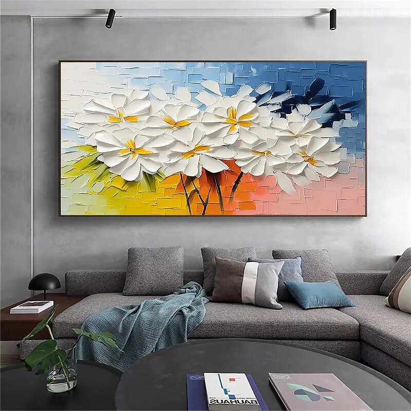 Large Flower Landscape Oil Painting On Canvas hand painted Pastel Floral Painting Spring Flower Scenery Painting Large Wall Art flower painting for Living Room office wall Decor2