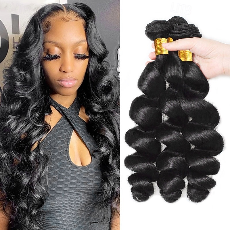 Brazilian Human Hair Weave 3 Bundles Loose Wave Bundles Human Hair Extensions 8-28 Inch3