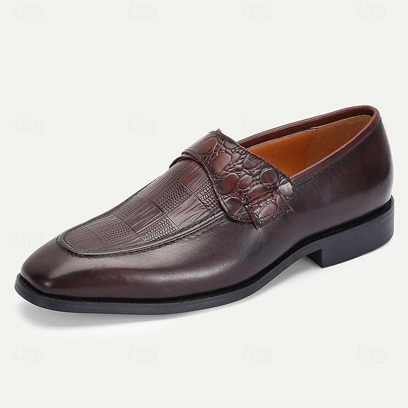 Men's Kentucky Derby Shoes - Premium Brown Leather Dress Shoes with Crocodile Pattern for Kentucky Derby and Formal Occasions2