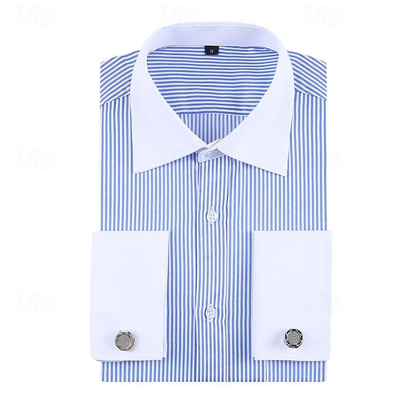 Men's Shirt Dress Shirt Button Up Shirt Line Wedding Daily Black Blue Dark Blue Violet Long Sleeve Turndown Spring &  Fall Clothing Apparel Pocket