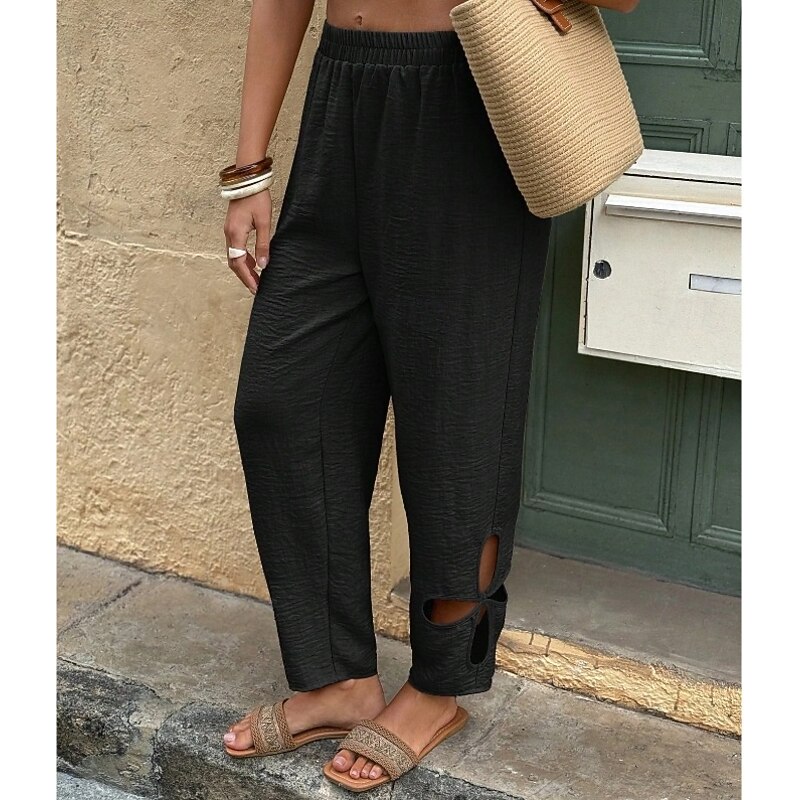 Women's EU / US Size Baggy Shorts Comfort Casual / Sporty Full Length Natural Hole Outdoor Sports Micro-elastic Casual Daily Weekend Black 1# Blue Khaki Summer Loose Fit2