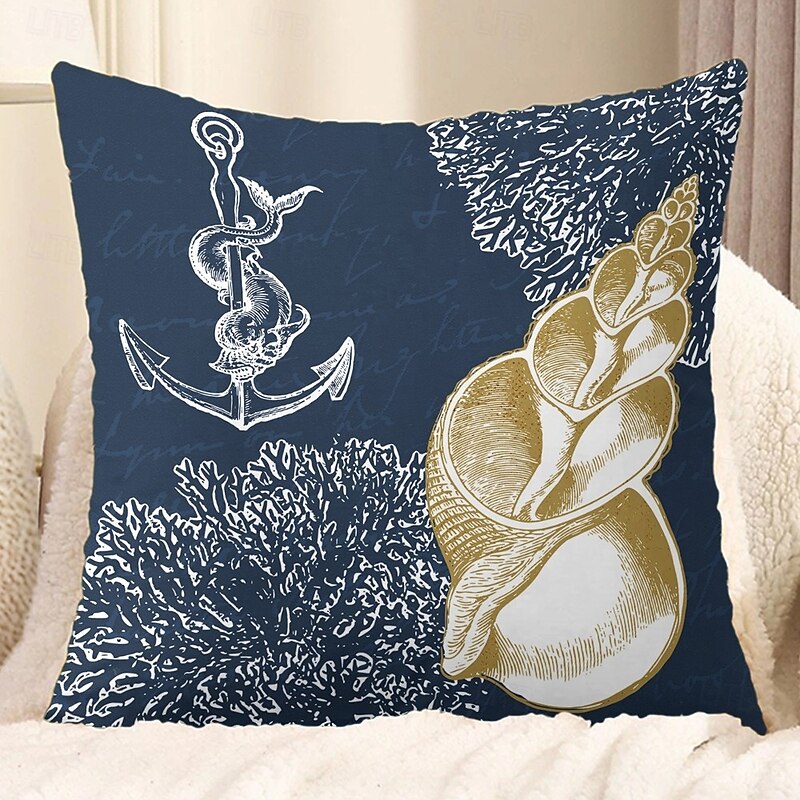 Ocean Sea Shells Decorative Toss Pillows Cover 1PC Soft Square Couch Cushion Case Pillowcase for Bedroom Livingroom Sofa Chair2