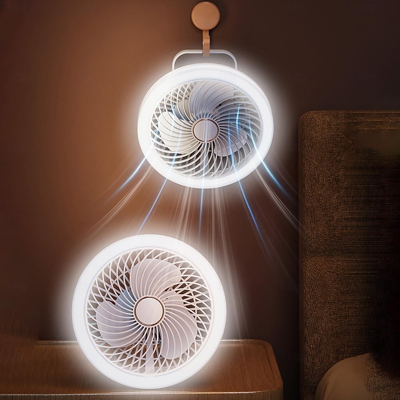 1 Pc. Multi Functional Fan Light, Vertical Hanging, Three Use, Three Level Dimming, Air Conditioning, Usb Charging Remote Control, Office Camping, Home Use