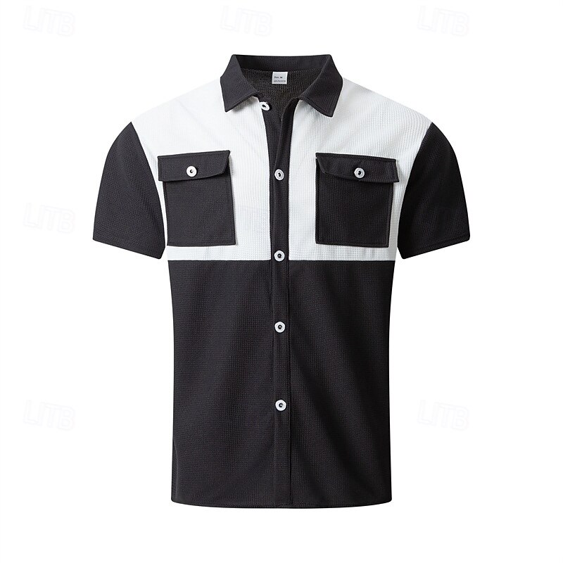 Men's Shirt Summer Shirt Casual Shirt Beach Shirt Button Up Shirt Black Wine Dark Green Gray Short Sleeve Printed Lapel Vacation Hawaiian Clothing Apparel Polyester Fashion Casual Comfortable Pocket2