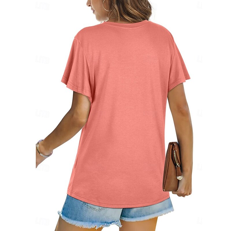Women's T Shirt Solid Color Plain Classic Modern Casual Short Sleeve Crew Neck Regular Tops Daily Weekend Black White Light Green Pink Blue Summer3