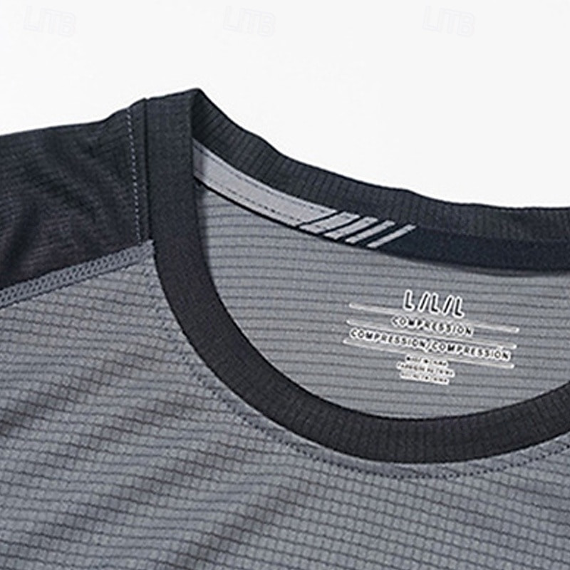 Men's T Shirt Tee Short Sleeve Shirt Tee Top Short Sleeve Crew Neck Summer Spring Color Block Fashion Designer Basic Patchwork Quick Dry Vacation Street Going out Black White Navy Blue Top Tee for Men2