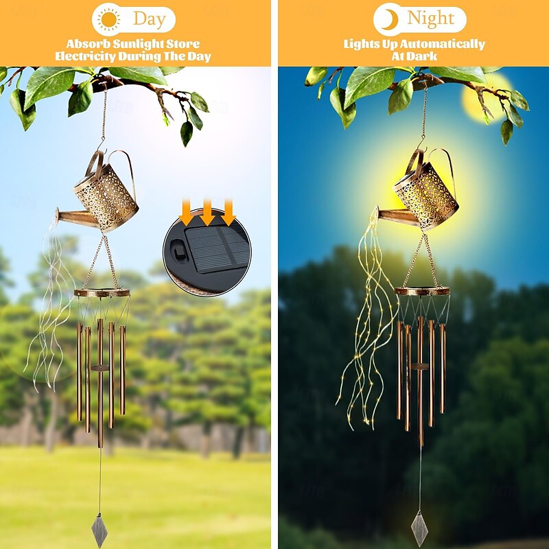 1 Pc Outdoor Solar Waterproof Metal Hollow Projection Light Wind Chime Light Flow Light Projection Light Courtyard Garden Terrace Lawn Landscape Light Atmosphere Light4