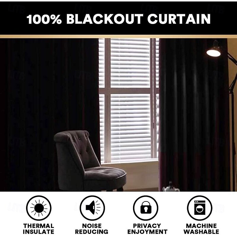 Linen Texture Curtains for Bedroom Solid 100% Blackout Thermal Insulated with White Liner Room Darkening Curtains/Draperies for Living Room Nursery 2 Pieces, W52 x L844