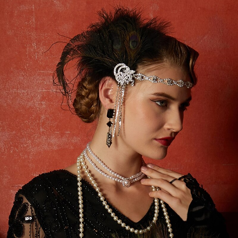 The Great Gatsby Flapper Headband The Great Gatsby Feather Retro Sparkling Glitter Fancy Dress Women's Carnival Valentine's Day Masquerade Party Evening Wear Masquerade Festival Adults' Headwear All3