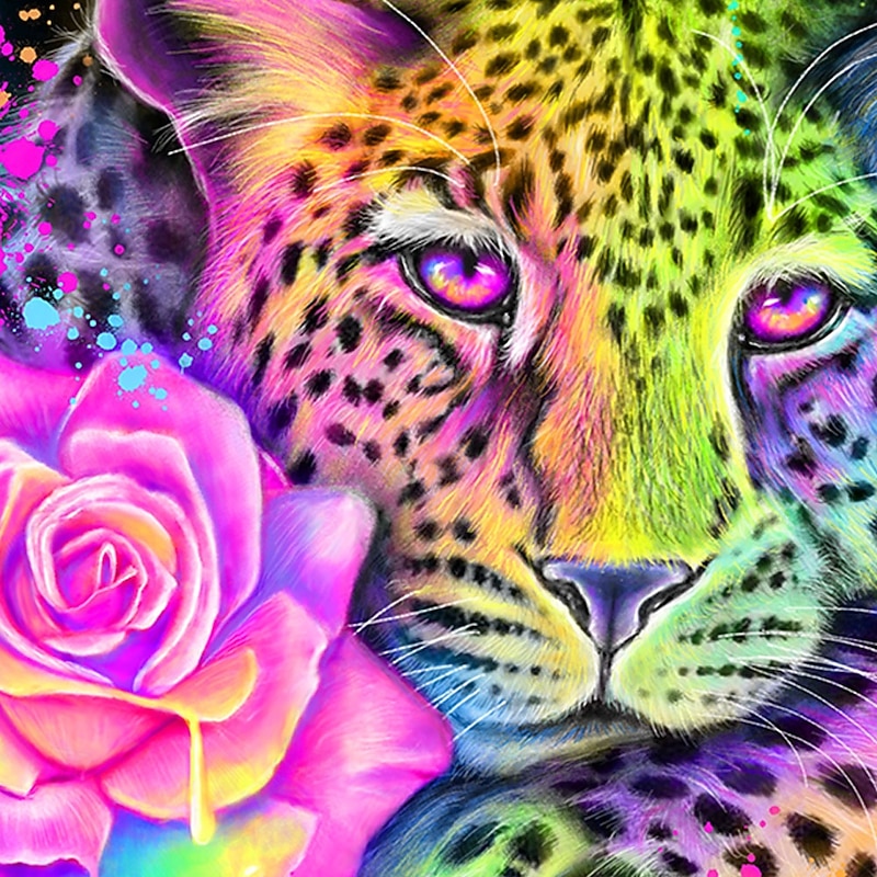 Neon Rainbow Leopard by SHEENA PIKE Men's Leopard Button Up Shirt Short Sleeve Designer Shirt Limited Artist Edition2