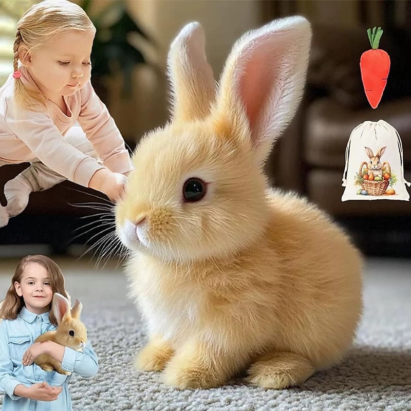 My Realistic Bunny Toy Interactive Electronic Pet Toys Bunnies can Hops Walks and Wiggles its EarsEaster Plush Stuffed Bunny Toy Educational Toys for Kids