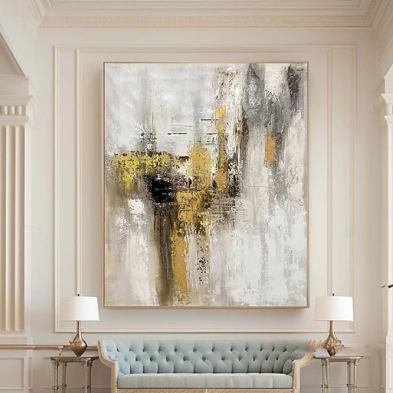 Hand painted Abstract Gold Paintings On Canvas handmade Rich Textured Acrylic Painting Modern Wall Art Hand Painted Artwork canvas paintings for Living Room office hotel Wall Decor