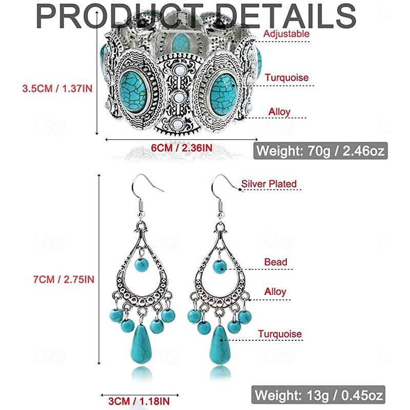 Earrings Set 1 set Alloy Earrings Necklace Bracelets Women's Fashion Jewelry Set For Wedding Guest Gift Festival4