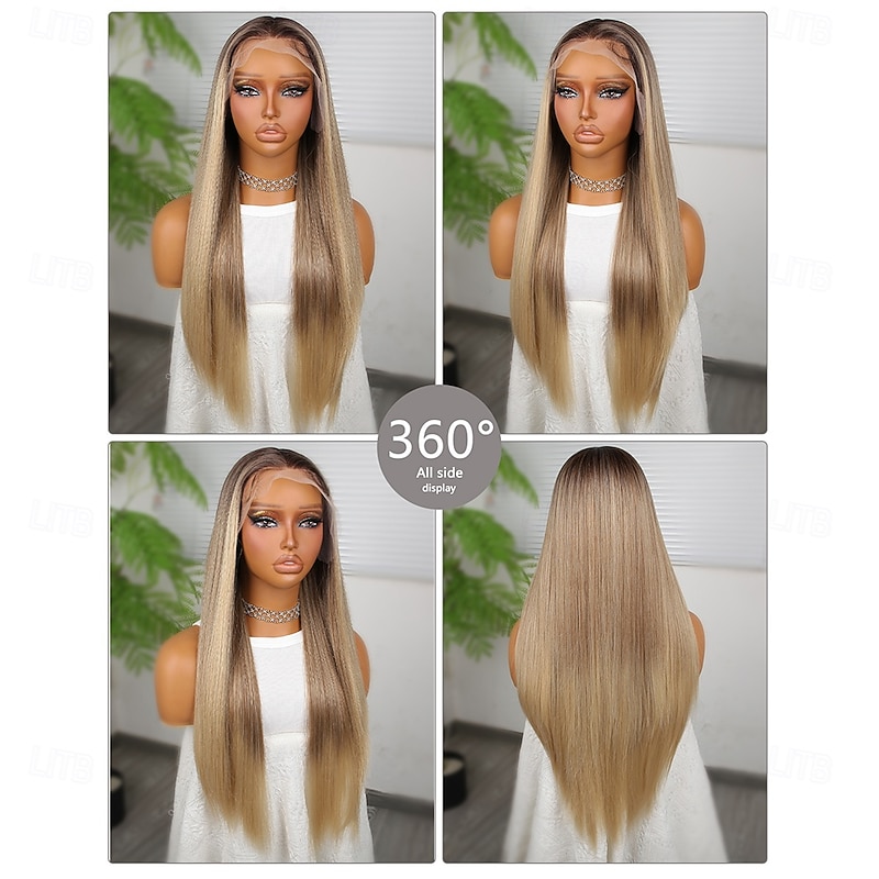 Synthetic Lace Wig Straight Style 26 inch Mixed Color Middle Part 13x4 Lace Front Wig Women's Wig A32