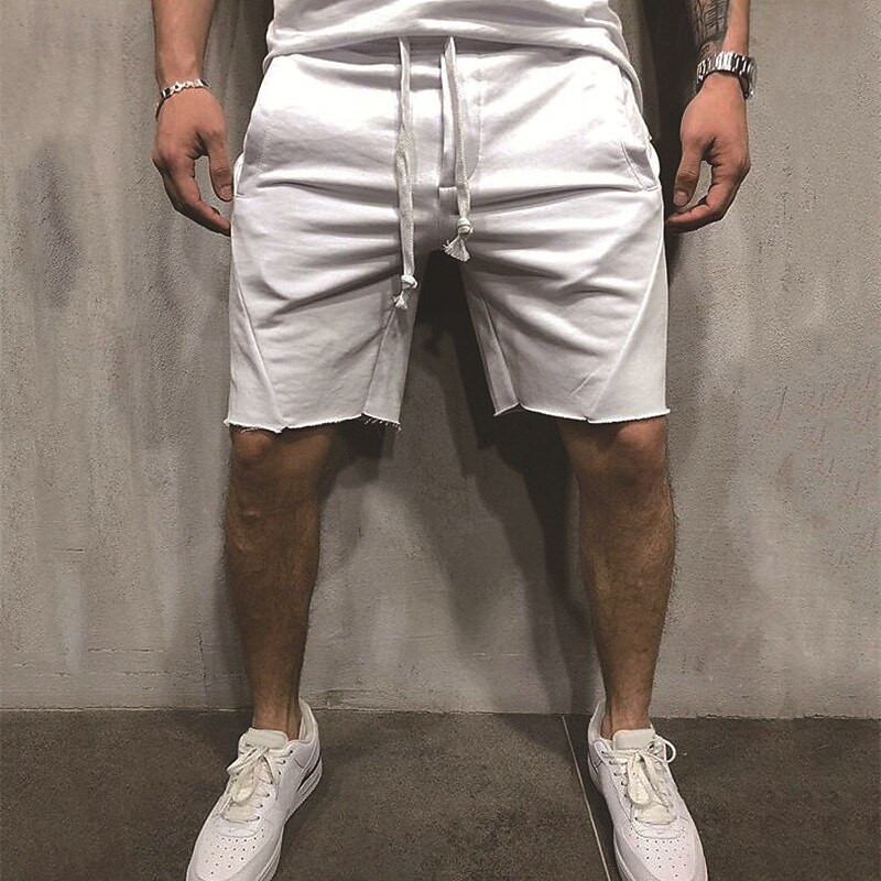 Men's Sweat Shorts Shorts Bermuda shorts Running Shorts Casual Shorts Drawstring Elastic Waist Straight Leg Plain Comfort Sports Knee Length Yoga Daily Gym Classic Style Athleisure Black White2