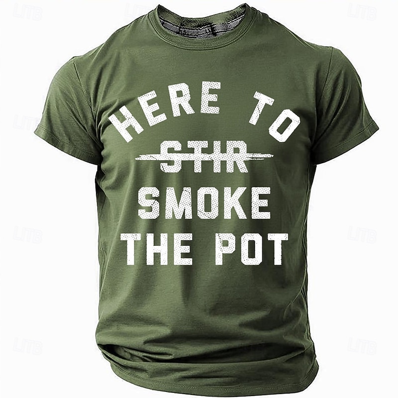 Men's Funny Cannabis T-Shirt - "Here to Smoke the Pot" Pun Graphic Tee, Short Sleeve2