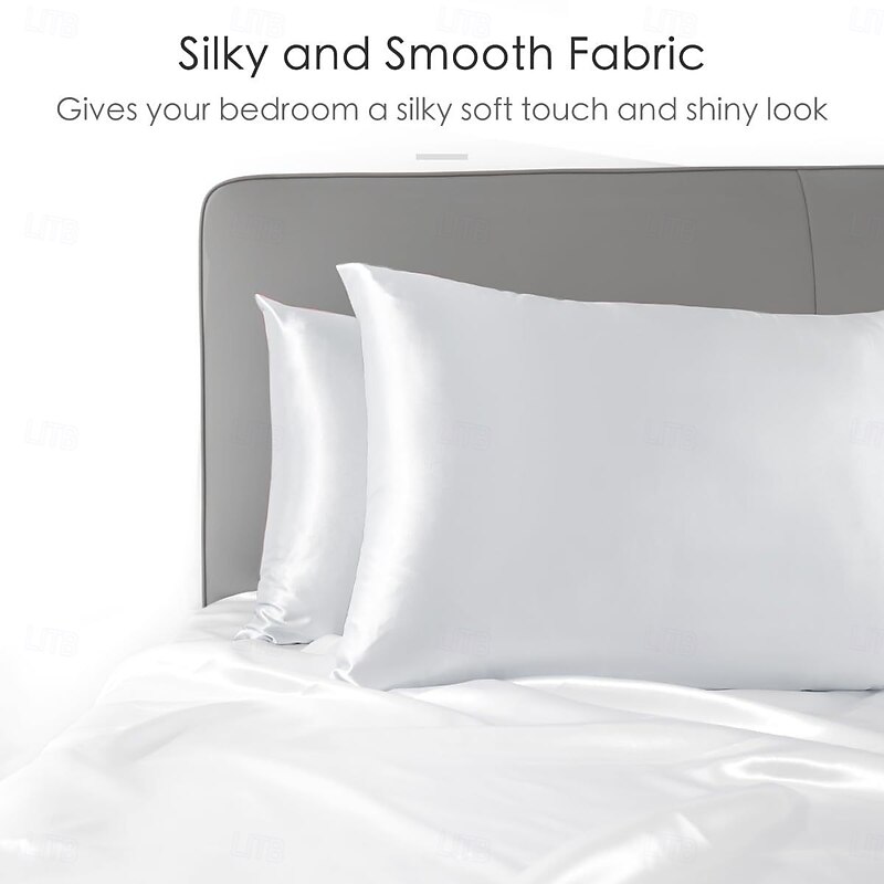 Pure Color Imitation Silk Satin Pillowcase Pocket Pillow Summer Spring2