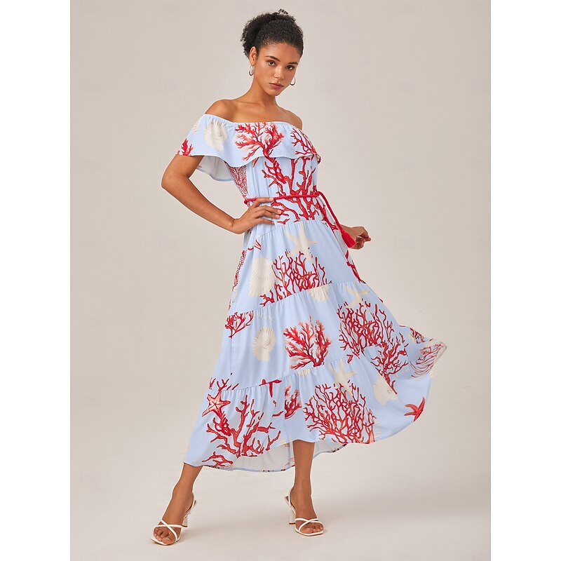 Ocean-Inspired Vacation Print Dress