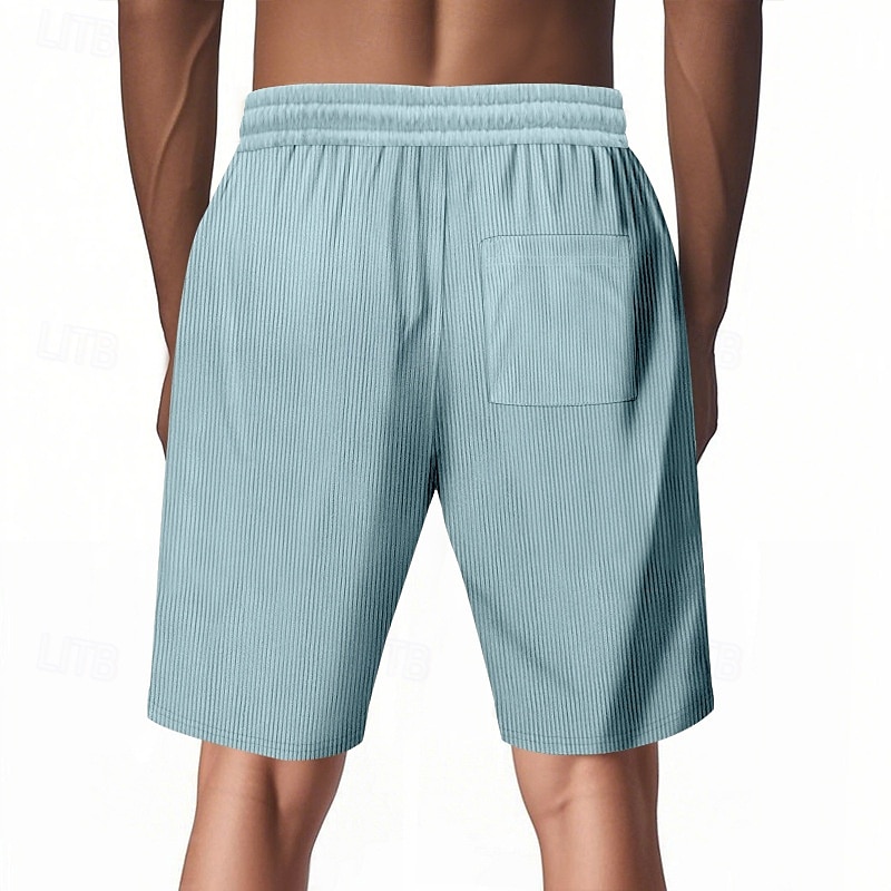 Men's Shorts Casual Shorts Corduroy Shorts Drawstring Elastic Waist Straight Leg Plain Comfort Moisture Wicking Knee Length Sports Outdoor Daily Holiday Fashion Classic Style Black White Micro-elastic2