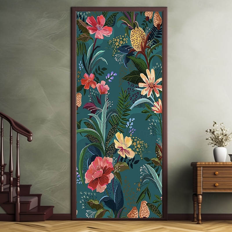 Tropical Flowers Door Decorations Door Covers Door Tapestry Door Curtain Decoration Backdrop Indoor/Outdoor Door Banner for Front Door Farmhouse2