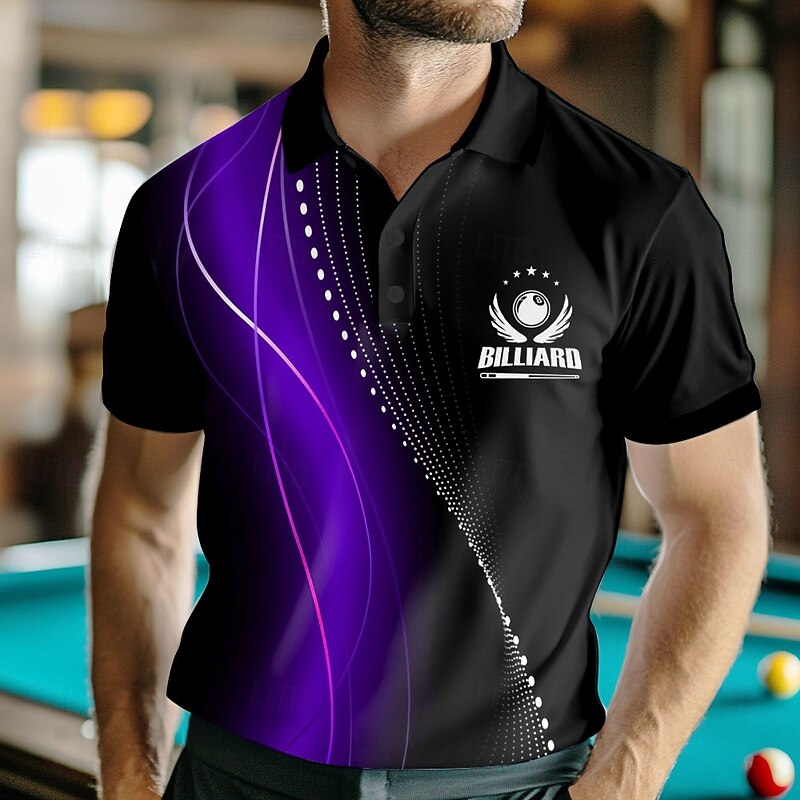 Men's Abstract Geometic Polo Short Sleeve Polo Shirts Collared Shirts Business Casual School Outdoor Athleisure Daily Wear 3D Print Summer Red Blue Purple2