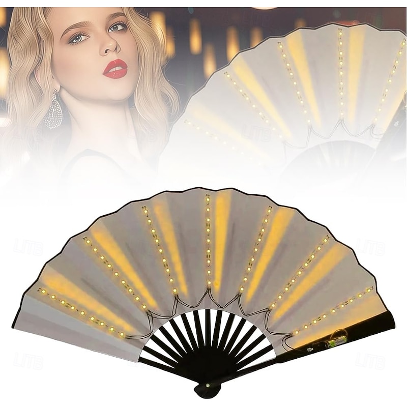 Boots on The Ground Fan, Party LED Hand Fan, Light up Fans for Line Clacking Dancing for Women Foldable, Line Dance Popping Fans, Hand Fan Glowing Stage Performance, Birthday Wedding Decor - Main Image