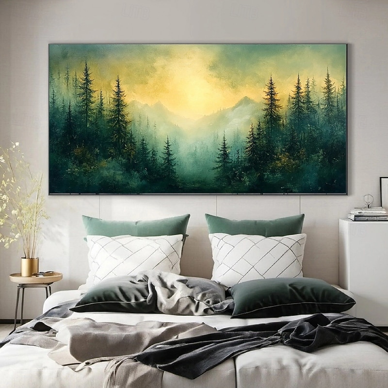 Oil Painting Hand Painted 3D Green Forest Painting hand painted canvas wall art tree oil painting canvas abstract Narrow wall decoration oversize Large Abstract Blue forest paintings  Wall Decor2