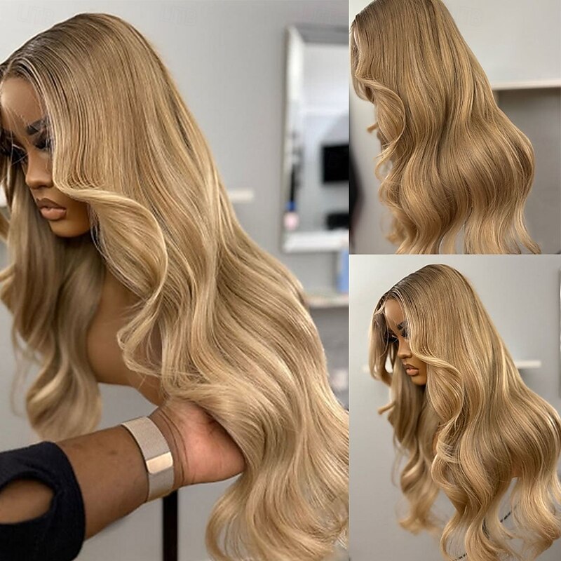 Brazilian Remy Human Hair Honey Blonde 5x5 Glueless Closure Wigs Ombre Colored 13x4 Lace Frontal Wig For Women Pre Plucked4