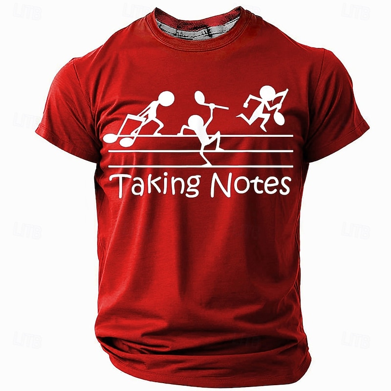 Men's Funny Music Pun T-Shirt - "Taking Notes" Graphic Short Sleeve Tee for Musicians & Music Lovers3