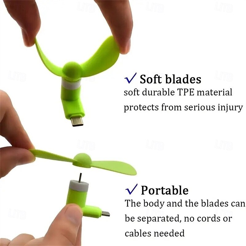 5PCS Mini Portable Type-C Phone Fan – USB Charging Handheld Cooling Fan for Android Mobile Phones4