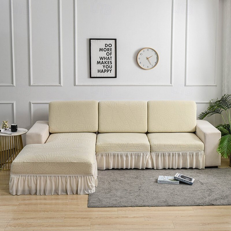 Sofa Cushion Cover With Skirt for Vintage Design Living room WaterresisitantFurniture Protector Spandex Elastic Removable L-Shape Corner Armchair Couch Slipcover4