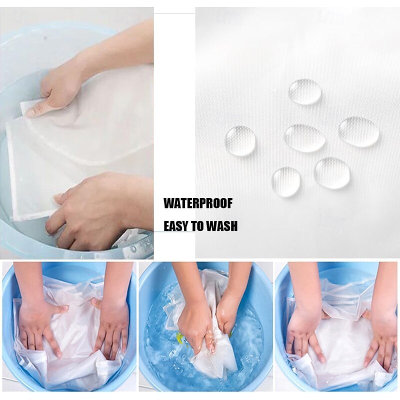 5 Pieces Garment Bags Suits Covers Clothes Organizer, Clear Washable Travel Dustproof Dress Protector Storage Bags See-Through White3