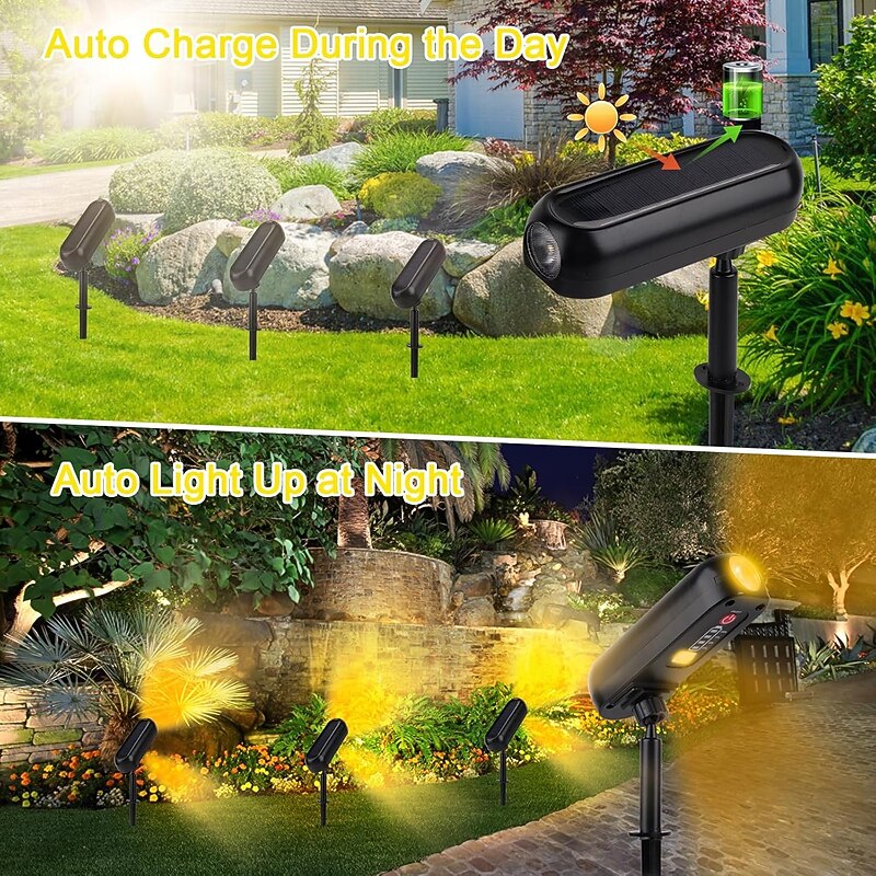 Solar Spotlights Outdoor Waterproof Adjustable LED Landscape Lights Auto ON/Off Waterproof Solar Lights for Trees Garden Pond Yard Pathway Patio(4pcs 2pcs 1PC)2