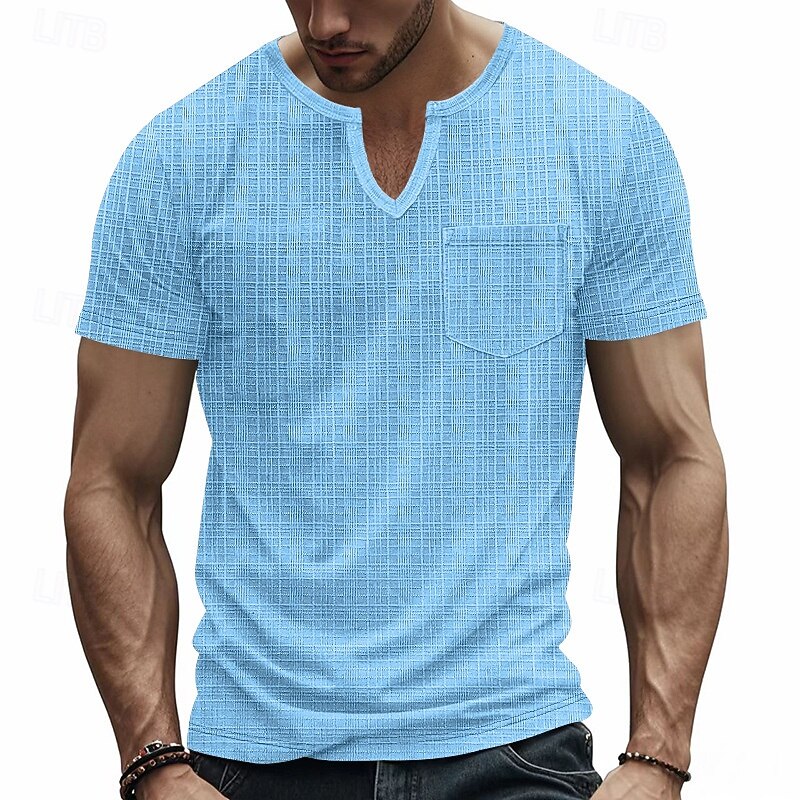 Men's Tee Short Sleeve Shirt Tee Top Short Sleeve V Neck Spring &  Fall Plain Fashion Designer Sexy Vacation Street Going out Navy Black White Top Tee for Men2